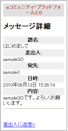 相手のメッセージボックスに届く内容が表示された画面