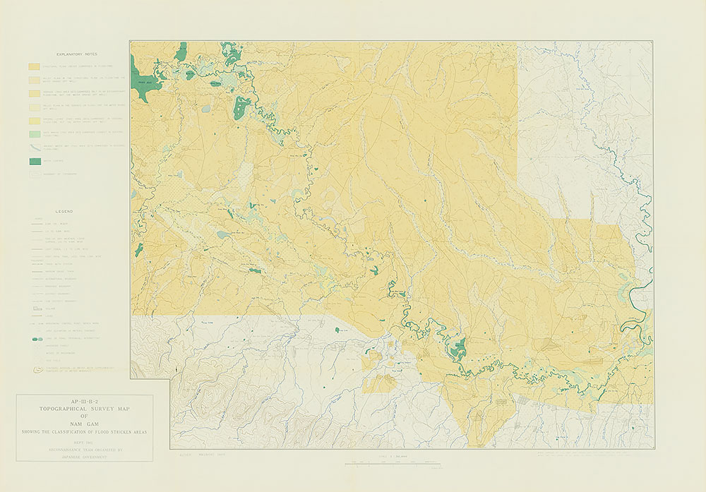 Topographical Survey Map of Nam Gum Showing Classification of Flood-Stricken Areas